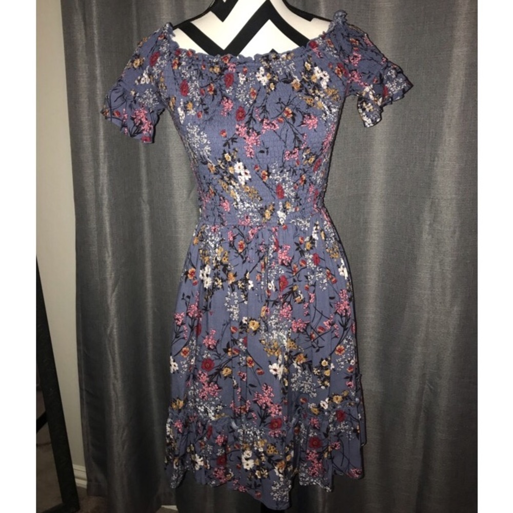Navy off the shoulder dress